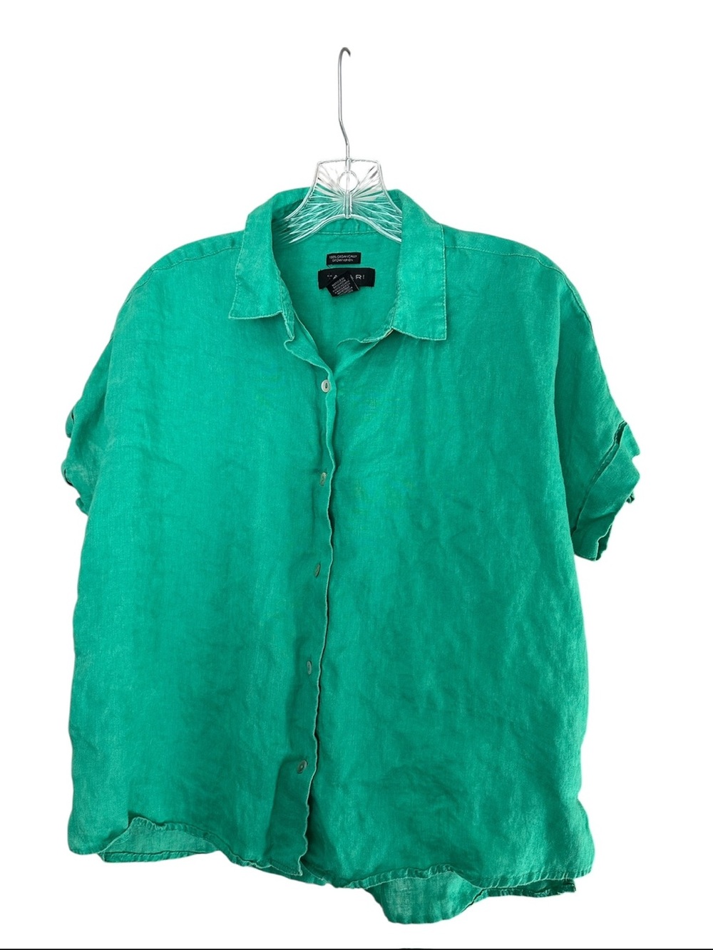 100% Linen Short Sleeve Button Up Size S